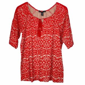 French Laundry Orange Red Peasant Top Size Medium